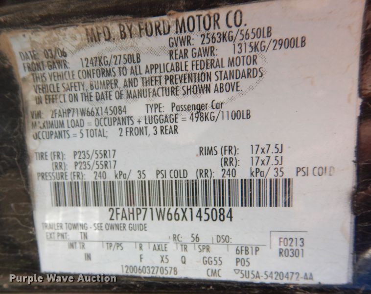 image for item DR1201 2006 Ford Crown Victoria Police Interceptor