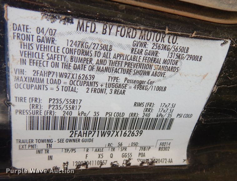 image for item DR1203 2007 Ford Crown Victoria Police Interceptor