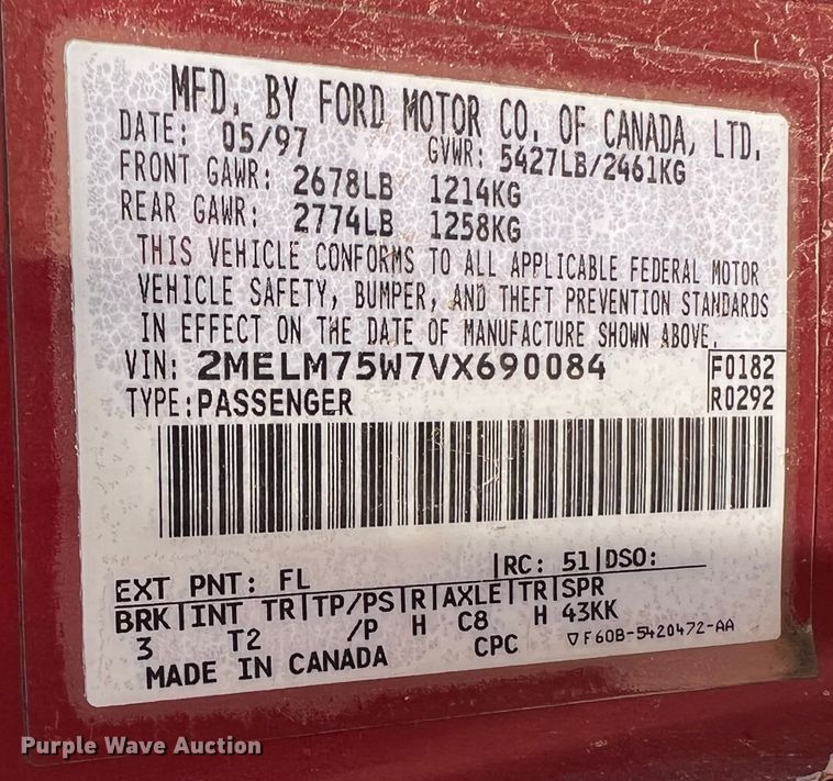 image for item DR1415 1997 Mercury Grand Marquis