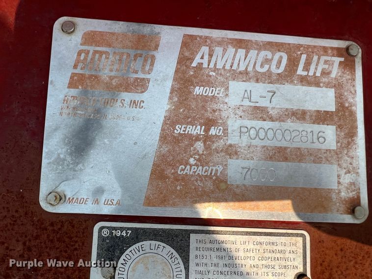 image for item DR1464 Ammco AL-7  two post automotive lift