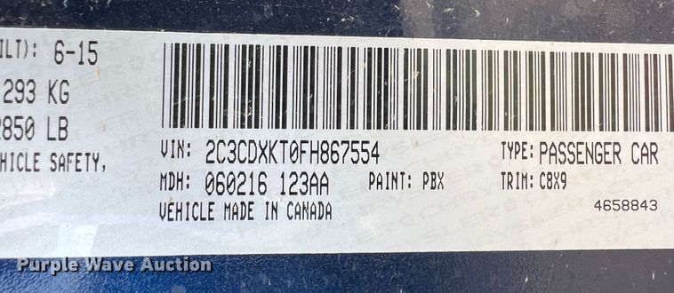 image for item DR1526 2015 Dodge Charger Police