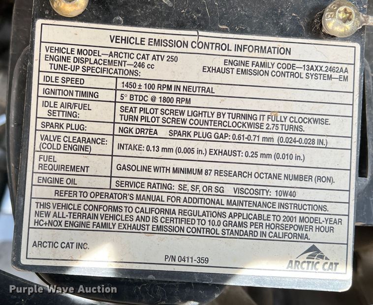 image for item DR1528 2001 Artic Cat 200  ATV