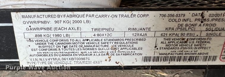 image for item DR1536 2011 Carry On  utility trailer