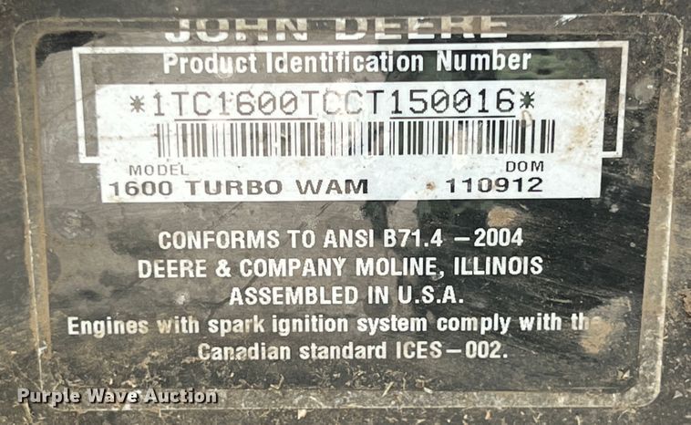 image for item HL9030 John Deere 1600 Turbo Series II  lawn mower