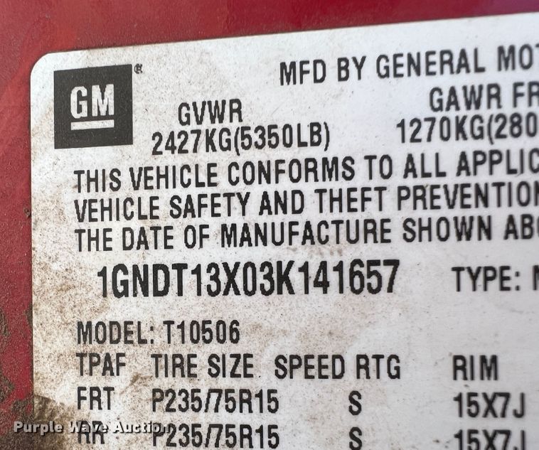 image for item IG9496 2003 Chevrolet Blazer  SUV