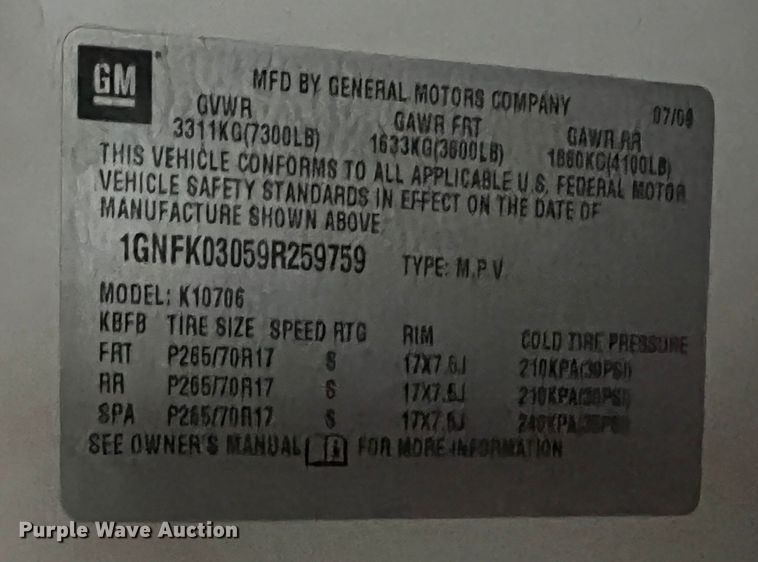 image for item IG9497 2009 Chevrolet Tahoe Police  SUV