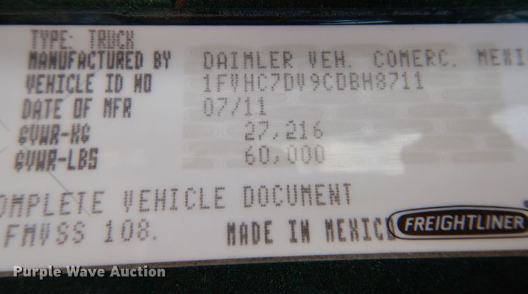 image for item JH9870 2012 Freightliner Business Class M2 112  dump truck