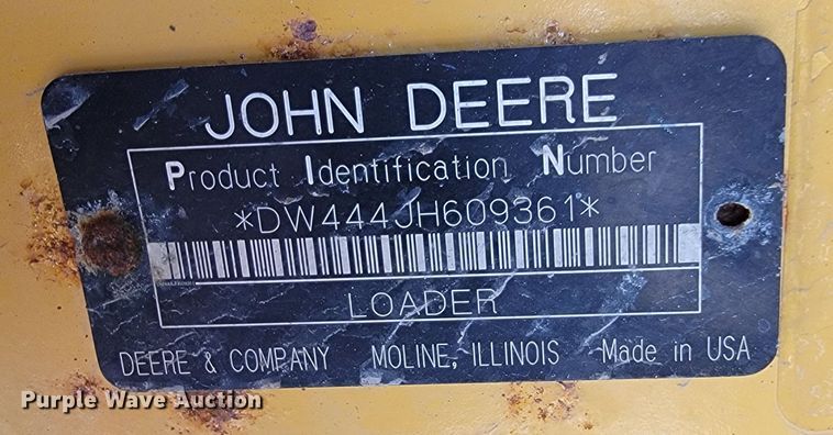 image for item JL9460 2007 John Deere 444J  wheel loader