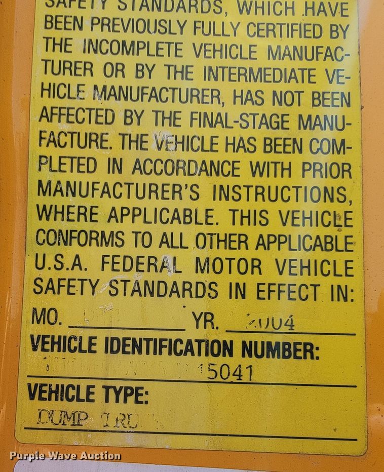 image for item JL9462 2005 International 7400  dump truck