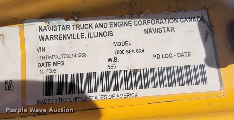 image for item JL9472 2009 International 7500  dump truck