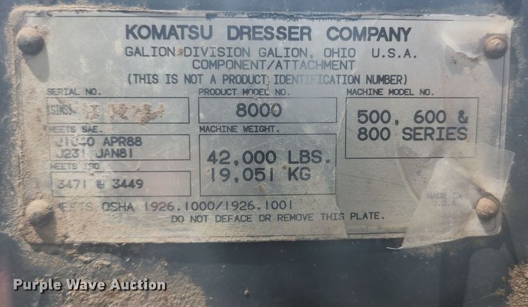 image for item JM9052 1995 Galion 850  motor grader