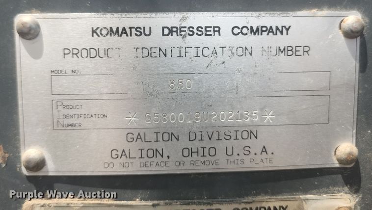 image for item JM9052 1995 Galion 850  motor grader