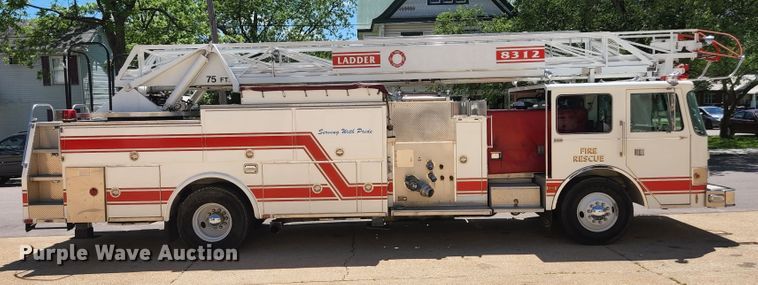 image for item JM9067 1985 Pierce Arrow  aerial platform fire truck