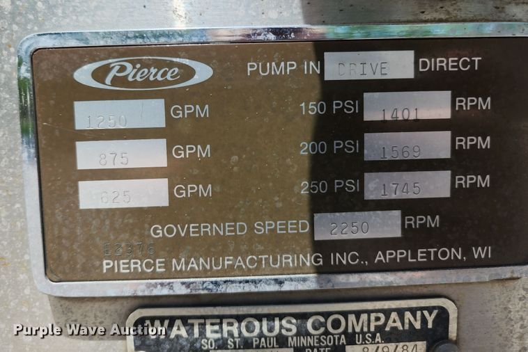 image for item JM9067 1985 Pierce Arrow  aerial platform fire truck