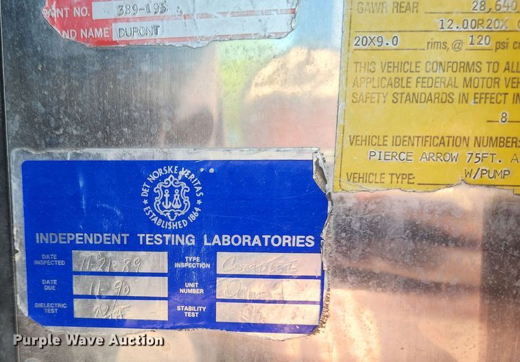 image for item JM9067 1985 Pierce Arrow  aerial platform fire truck