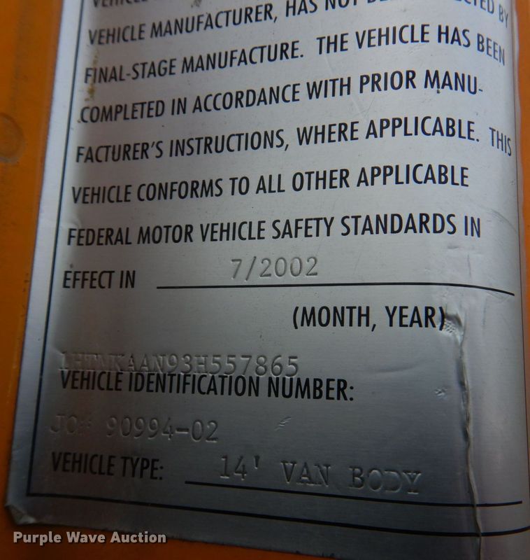 image for item KD9031 2003 International 4400  box truck