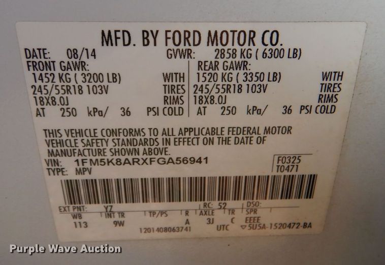 image for item KJ9894 2015 Ford Explorer Police Interceptor  SUV