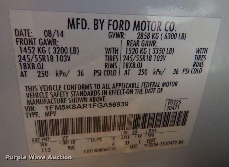 image for item KJ9898 2015 Ford Explorer Police Interceptor  SUV