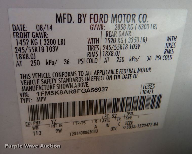 image for item KJ9899 2015 Ford Explorer Police Interceptor  SUV