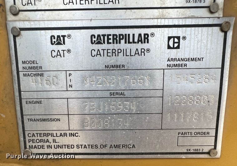 image for item KN9527 2000 Caterpillar 416C  backhoe