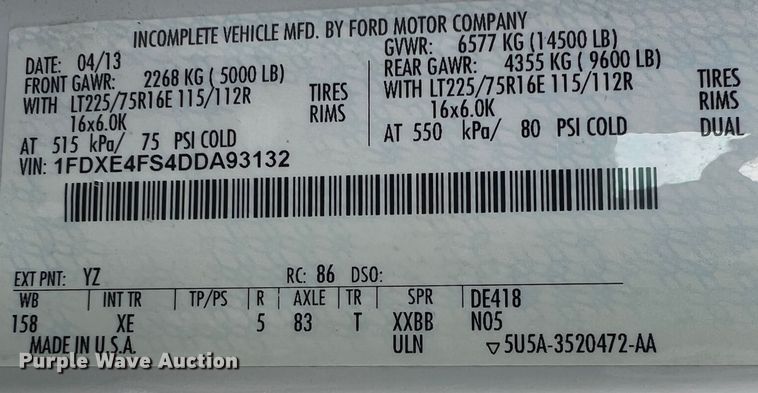 image for item KN9538 2013 Ford E450  shuttle bus