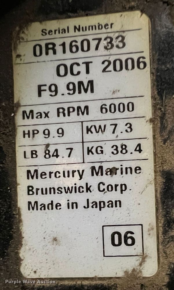 image for item KN9552 2006 Mercury 1F10201FK  outboard engine