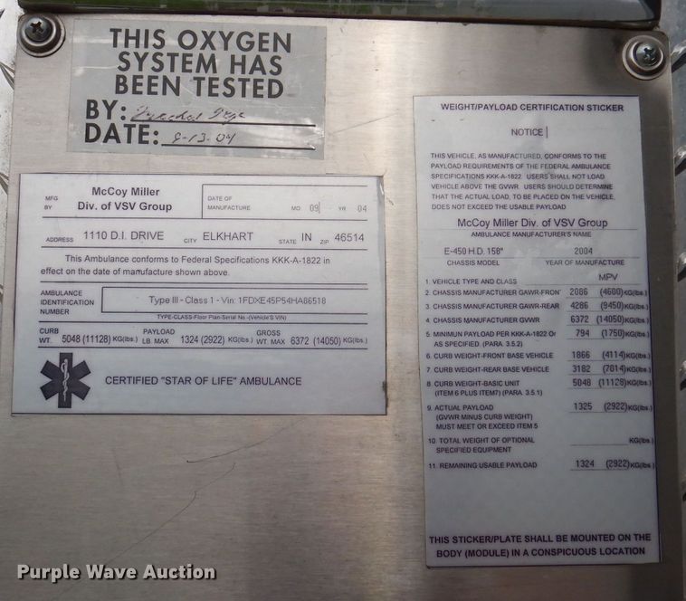 image for item KN9869 2004 Ford E450  ambulance