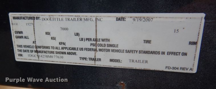 image for item KR9317 2008 Doolittle  enclosed cargo trailer