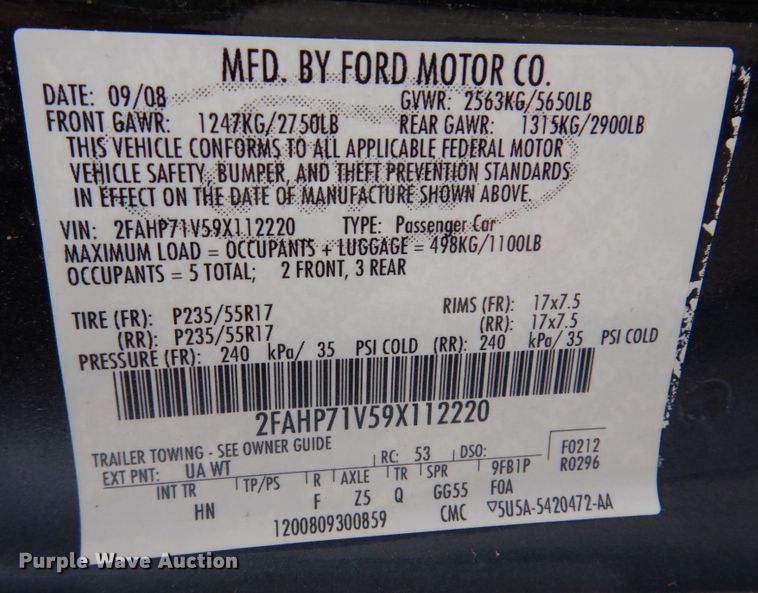 image for item KR9330 2009 Ford Crown Victoria Police Interceptor