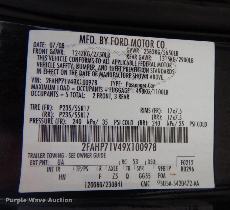 image for item KR9331 2009 Ford Crown Victoria Police Interceptor