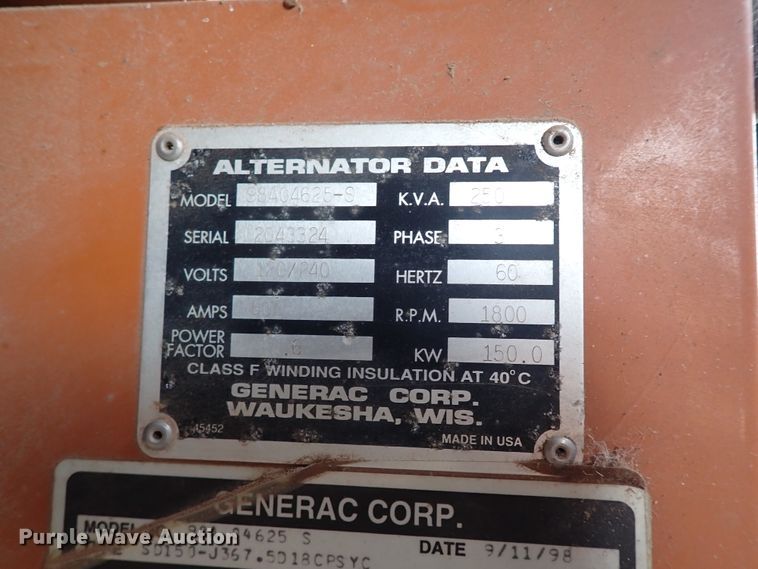 image for item KR9694 Generac 98A04625-S  generator