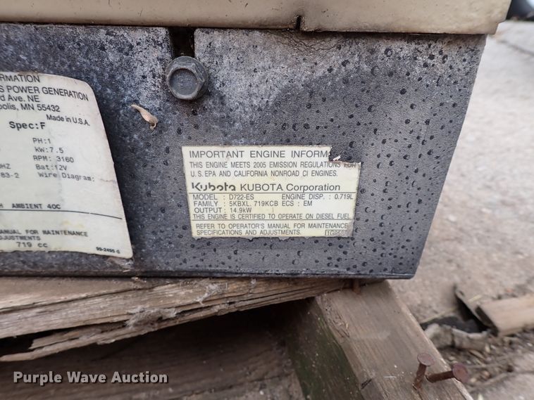 image for item KR9698 Onan 7.5HDKAT41934F  generator