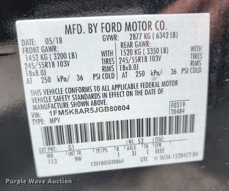 image for item KT9862 2018 Ford Explorer Police Interceptor  SUV