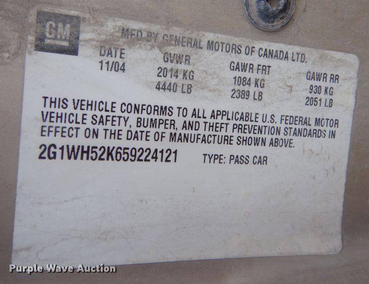 image for item LJ9926 2005  Chevrolet Impala LS