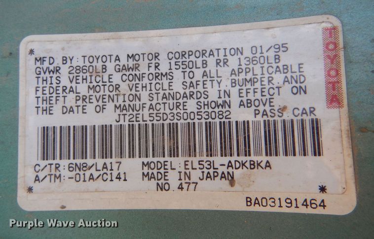 image for item LS9219 1995 Toyota Tercel