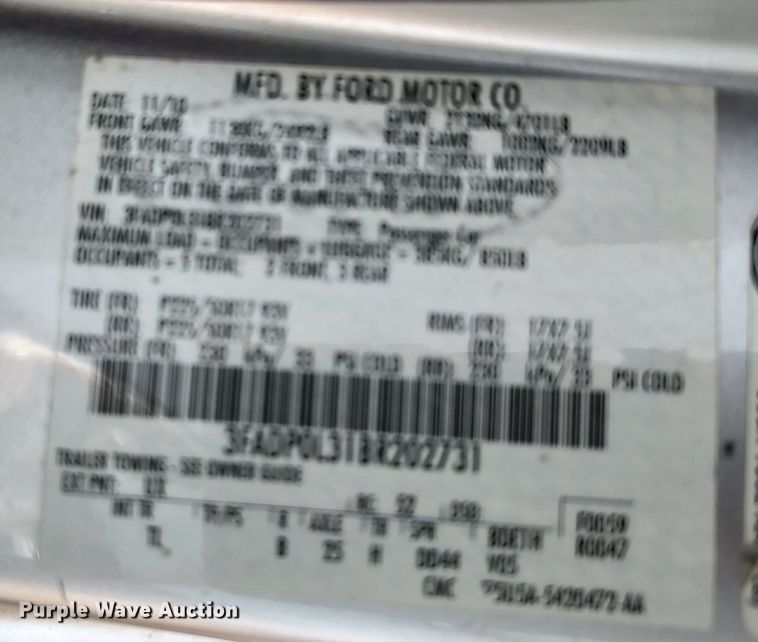 image for item MF9466 2011 Ford Fusion
