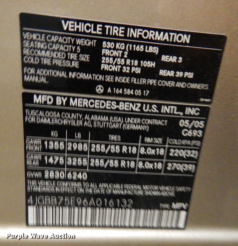 image for item DH8894 2006 Mercedes Benz ML500  SUV