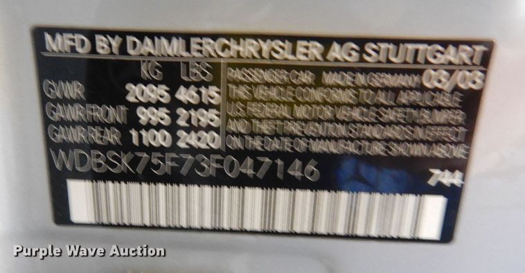 image for item DN1572 2003 Mercedes Benz SL500  convertible