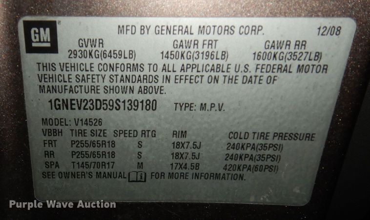image for item DN1575 2009 Chevrolet Traverse LT  SUV