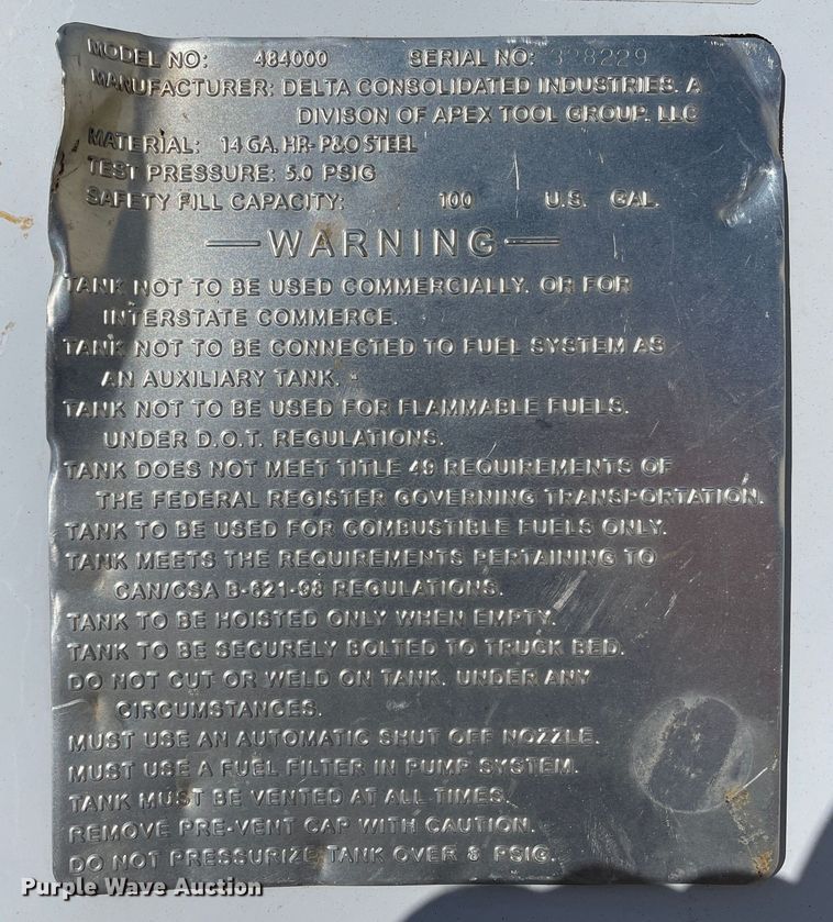 image for item DJ5149 Delta 484000  auxiliary fuel tank