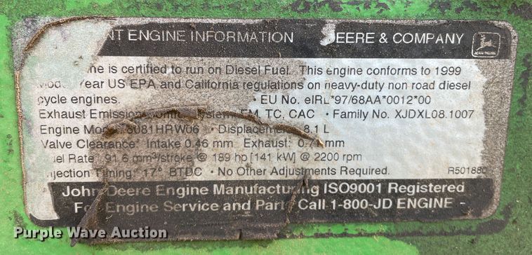 image for item DJ5168 1999 John Deere 8100  tractor