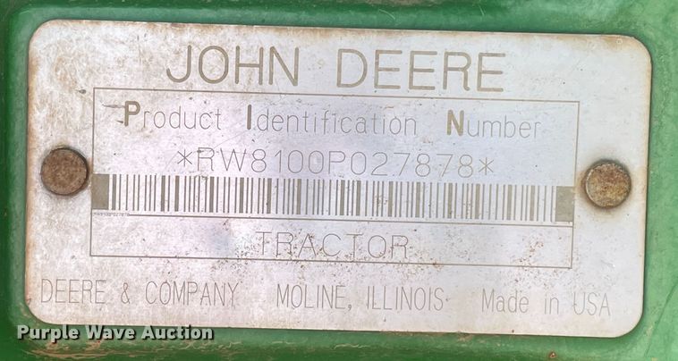 image for item DJ5168 1999 John Deere 8100  tractor