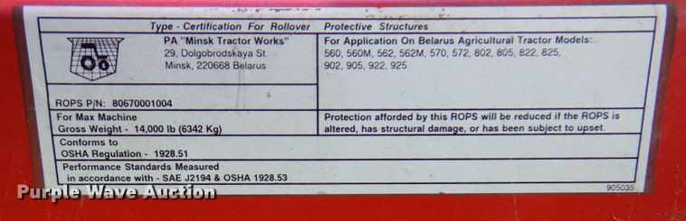 image for item DP4014 Belarus 825  MFWD tractor