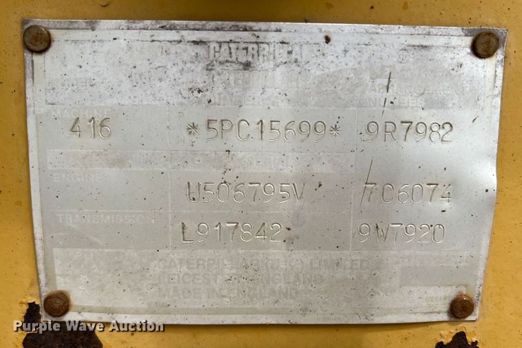 image for item DR1358 1992 Caterpillar 416 Series II  backhoe