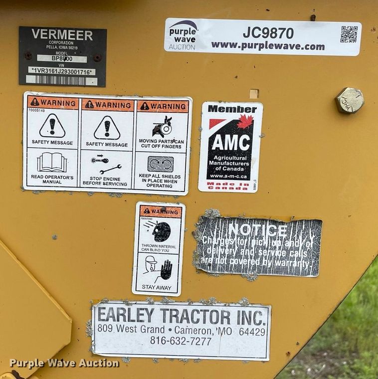 image for item JC9870 2009 Vermeer BP8000  bale processor