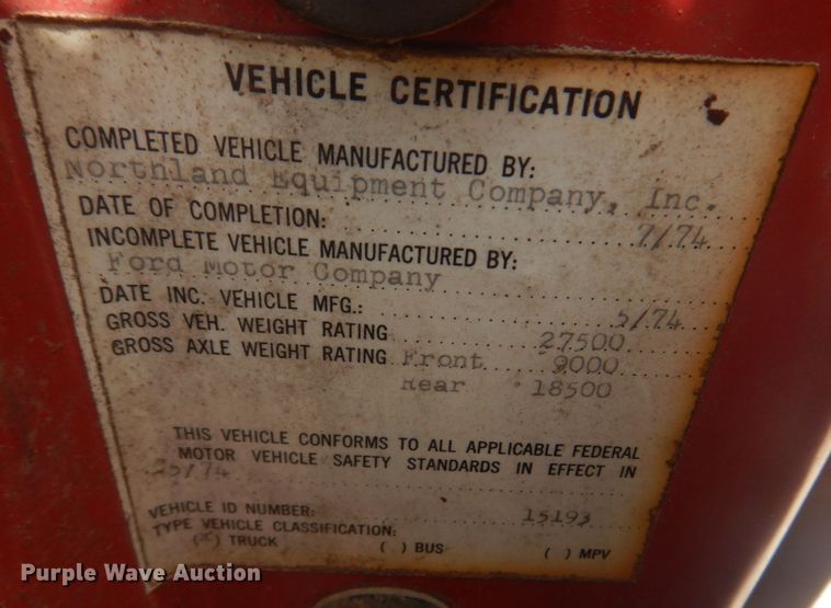 image for item KD9044 1974 Ford F750  grain truck