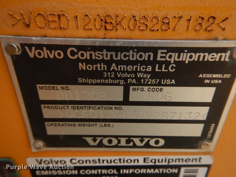 image for item DM7338 2016 Volvo DD120B  double drum vibratory roller