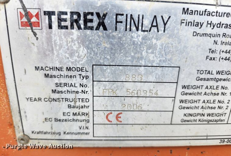 image for item DM7339 2006 Terex Finlay 883  screening plant