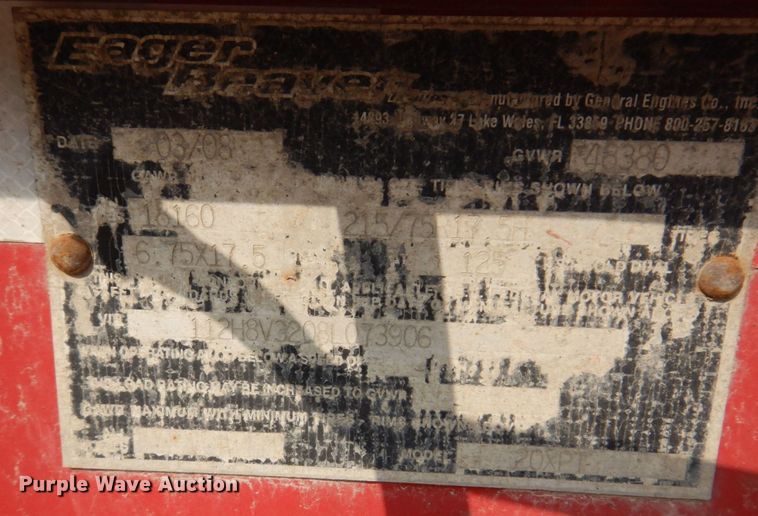 image for item DM7342 2008 Eager Beaver 20XPT  equipment trailer