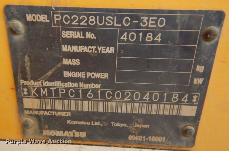 image for item DM7349 2007 Komatsu PC228USLC-3E0  excavator